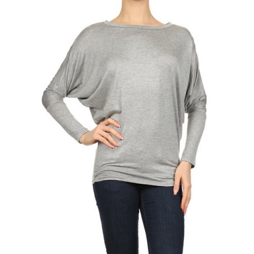 MOA Collection Women's Dolman Sleeve Gray Top